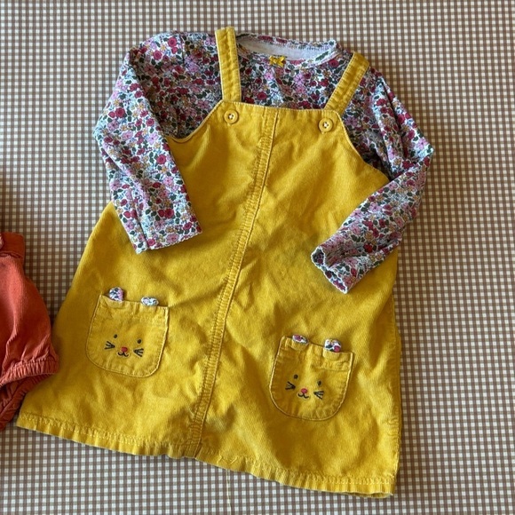 Carter’s Pinafore dress mouse pocket floral flowers + Orange romper.18 month - Picture 8 of 15